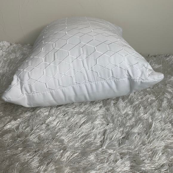 White Decorative Pillow Embroidered Diamond Design 15 x 12" - Picture 2 of 5